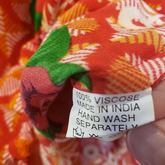 BENARES Red Rose Peasant Blouse Small - Picture 4 of 9